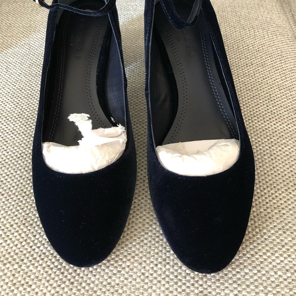 Sandro Dark Navy Velvet Mary Jane 37 - Picture 4 of 8